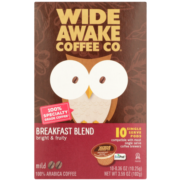 Wide Awake Mild Roast Breakfast Blend 100% Arabica Coffee Single Serve Pods