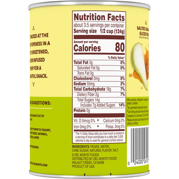 Del Monte Salted Caramel Sliced Pears in Extra Light Syrup