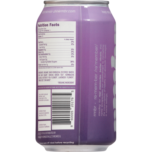 RMBR Functional Kombucha, Lavender Bliss