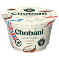 Chobani coconut Greek yogurt container on a white background