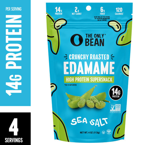 The Only Bean Crunchy Roasted Edamame Snacks (Sea Salt), Healthy High Protein