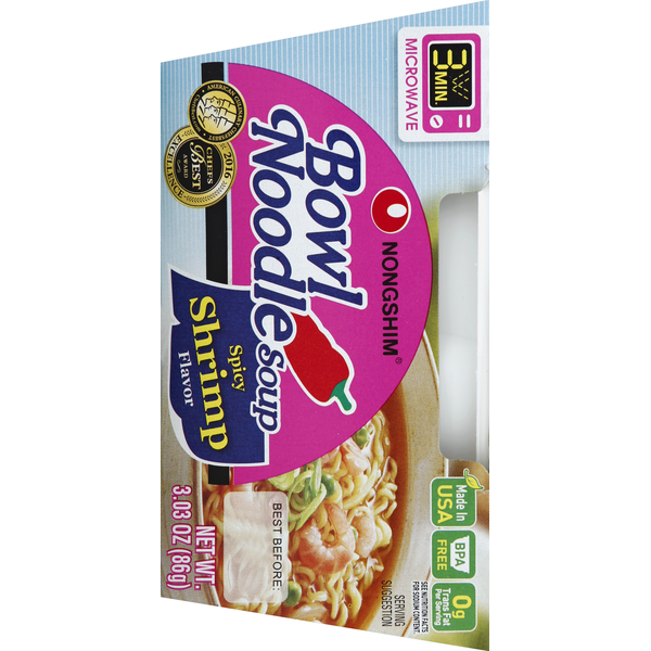 Nongshim Noodle Soup, Bowl, Spicy Shrimp Flavor