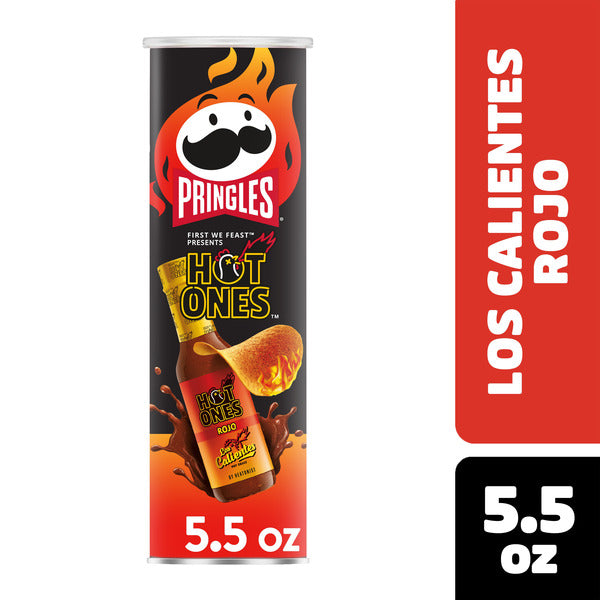 Pringles Hot Ones Los Calientes Rojo packaging on a white background