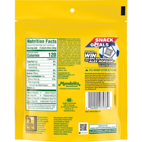 BELVITA Banana, Dark Chocolate And Sunflower Seed 5 oz