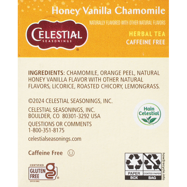 Celestial Seasonings Herbal Tea, Caffeine Free, Honey Vanilla Chamomile