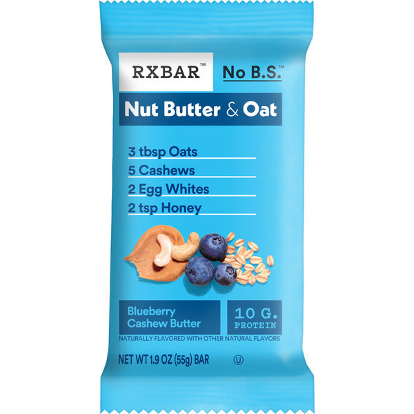 RXBAR Nut Butter and Oat Blueberry Cashew Butter Protein Bars, Protein Snacks, 1.9 oz
