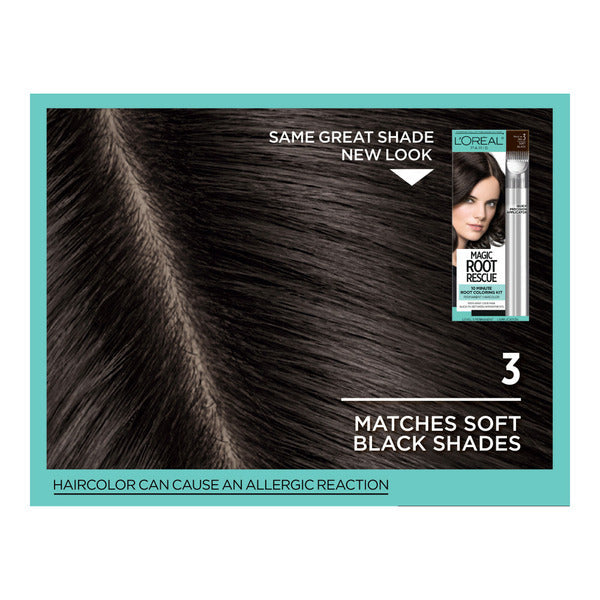 L'Oreal Root Rescue 10 Minute Root Hair Coloring Kit, 3 Soft Black