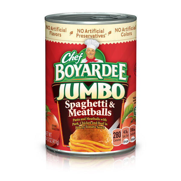 Chef Boyardee Jumbo Spaghetti and Meatballs in Hearty Tomato Sauce, Ready-to-Eat Meal