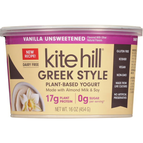 Kite Hill Yogurt, Plant-Based, Greek Style, Vanilla, Unsweetened