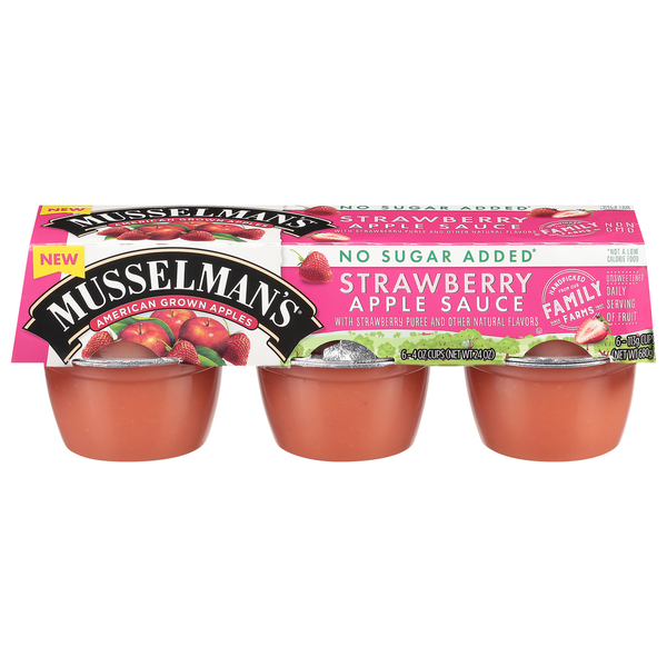 Musselman's Apple Sauce, Strawberry, No Sugar Added