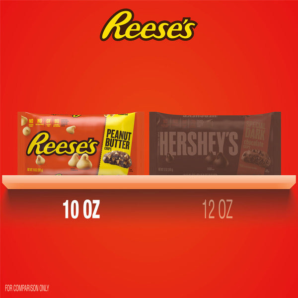 Two chocolate bars from Reese's and Hershey's on a red background with 'Reese's' logo.