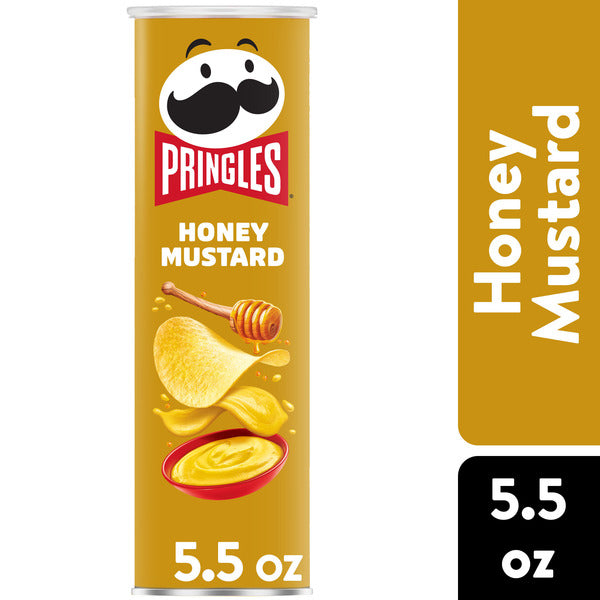 Pringles Honey Mustard potato chip can on a white background
