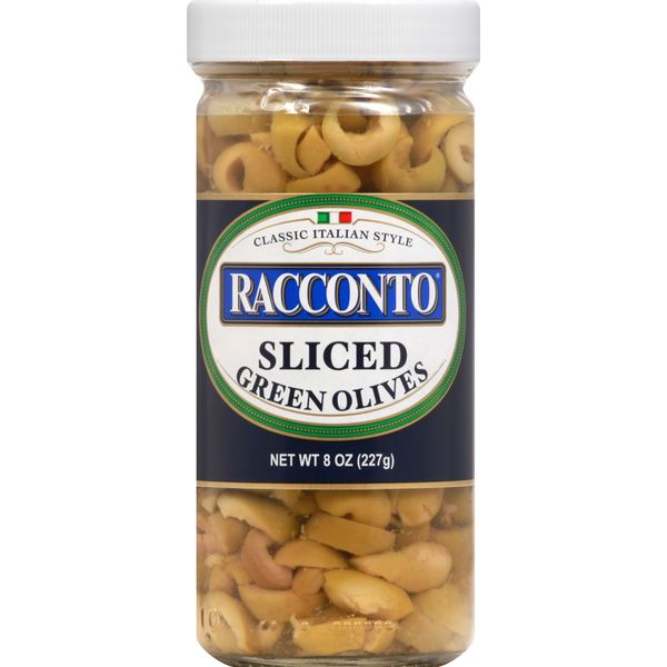 Racconto Italian Foods Green Olives, Sliced