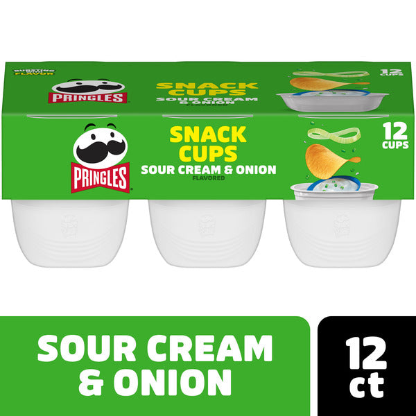Pringles Sour Cream & Onion snack cups packaging on a white background