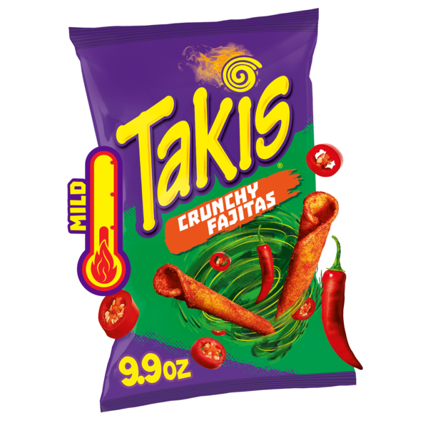 Takis Crunchy Fajitas 9.9 oz Sharing Size Bag, Fajita Flavored Mild Spicy Rolled Tortilla Chips