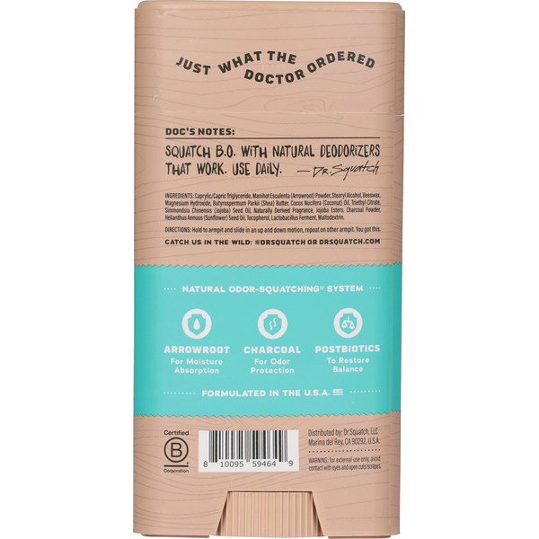 Dr. Squatch Aluminum Free Men's Natural Odor Squatching Deodorant
