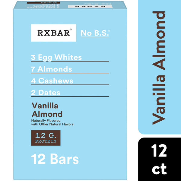 RXBAR Vanilla Almond Protein Bars, Protein Snack, 12 Count