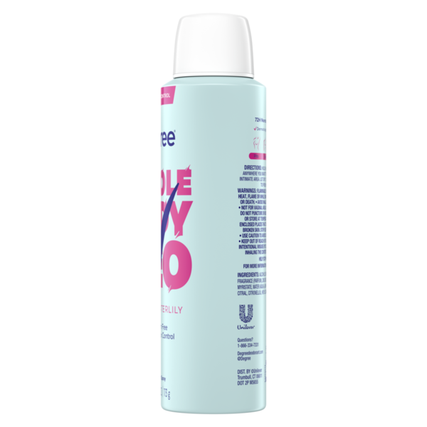 Degree Whole Body Deodorant Spray, Rose & Waterlily Scent,