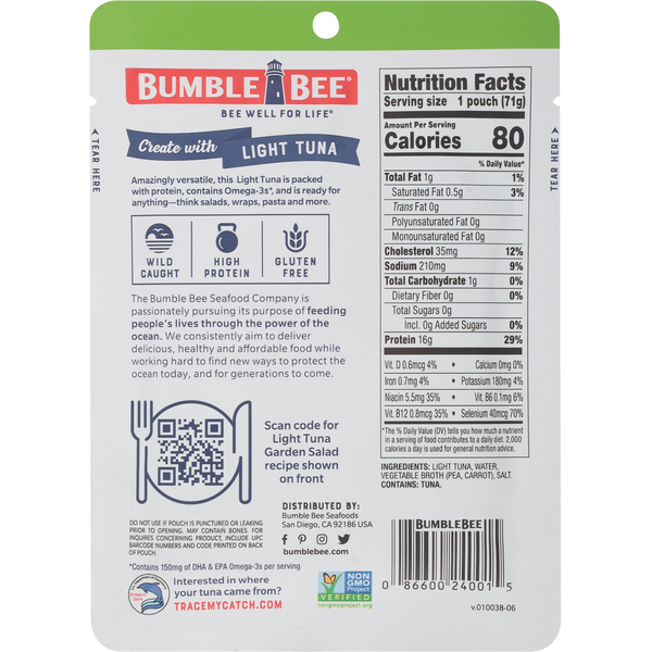 Bumble Bee Wild Caught Light Tuna in Water