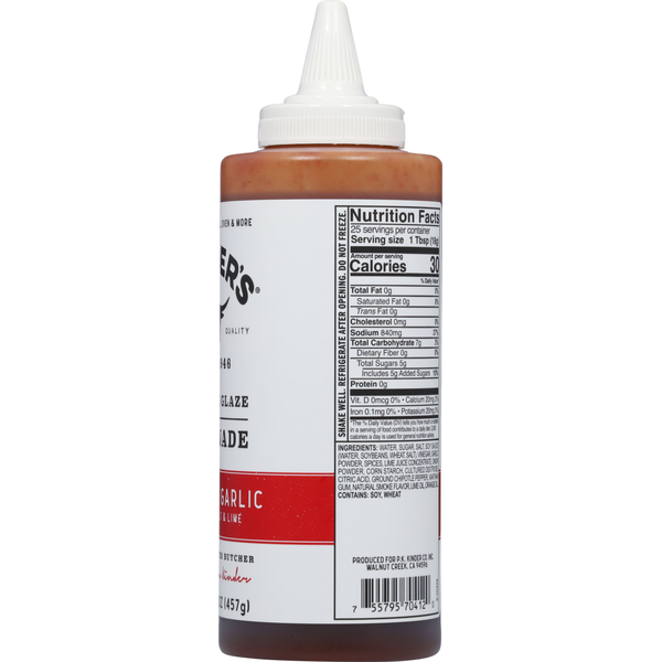 Kinder's Grilling Glaze & Marinade, Chipotle Garlic with Sea Salt & Lime