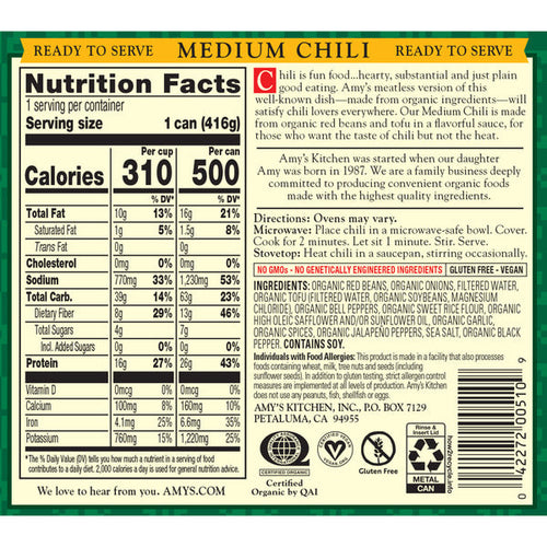 Amy's Kitchen Organic Medium Chili Soup