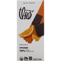 Theo Chocolate Dark Chocolate, Organic, Orange, 70%