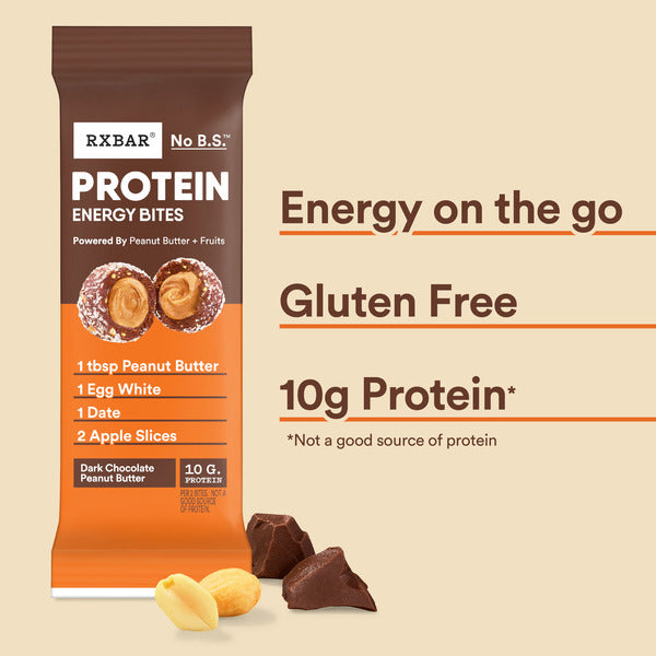 RXBAR Protein Energy Bites Dark Chocolate Peanut Butter Protein Balls, 10 Count