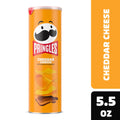 Pringles Cheddar Cheese potato chip can on a white background