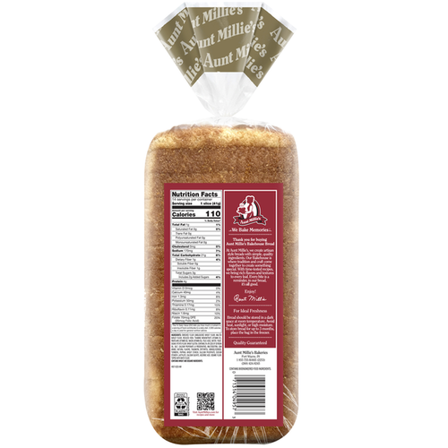 Packaged bread with a red label on a white background