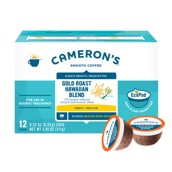 Cameron's Coffee, Smooth, Medium-Dark Roast, Gold Roast Hawaiian Blend, EcoPods
