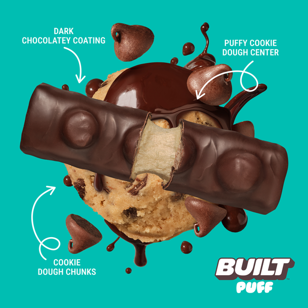 BUILT Puff Protein Bar, Cookie Dough Chunk, Single Puff Bar