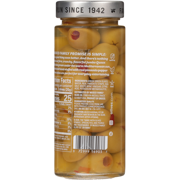 Pearls Hand-Stuffed Real Pimiento Jumbo Queen Olives