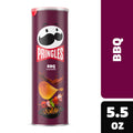 Pringles BBQ flavored potato chip canister on a white background