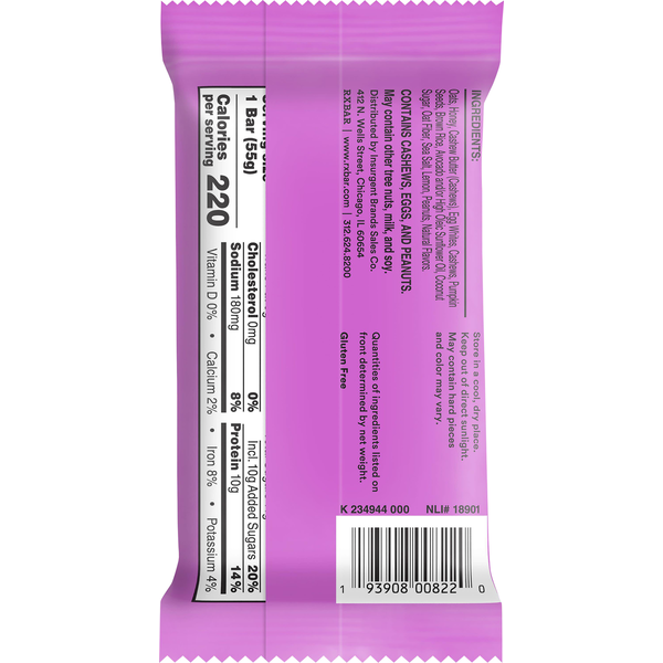 RXBAR Lemon Honey Cashew Butter Nut Butter & Oat Protein Bar