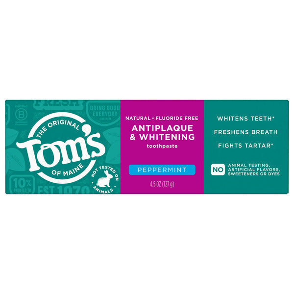 Tom's of Maine Antiplaque And Whitening Fluoride Free Mint Toothpaste