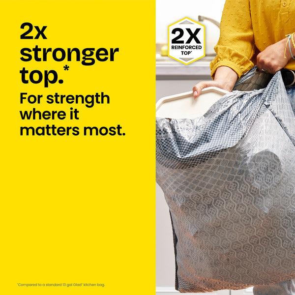 Glad ForceFlex MaxStrength Tall Kitchen Drawstring Trash Bags, 13 Gallon, Odorshield