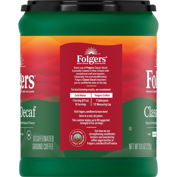 Folgers Coffee, Ground, Medium, Classic Decaf, Decaffeinated