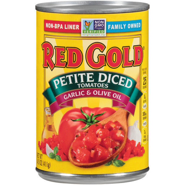 Red Gold Petite Diced Tomatoes Garlic & Olive Oil