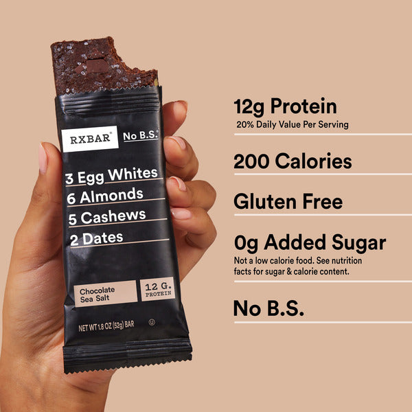 RXBAR Chocolate Sea Salt Protein Bars, Protein Snack, 5 Count