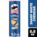Pringles Sharp White Cheddar potato chip can on a white background