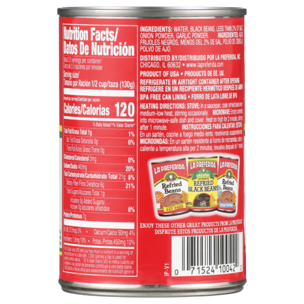 La Preferida Refried Black Beans (Low Fat)
