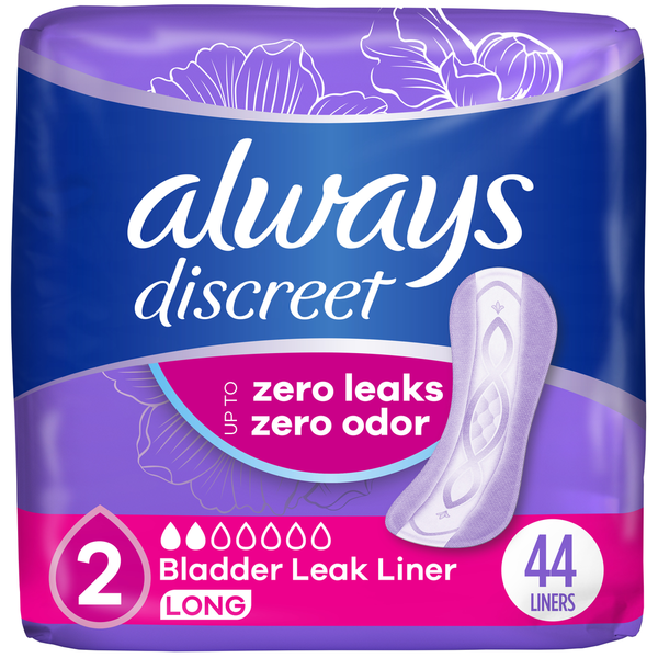 Always Discreet Bladder Leak Liner Long, Absorbency 2
