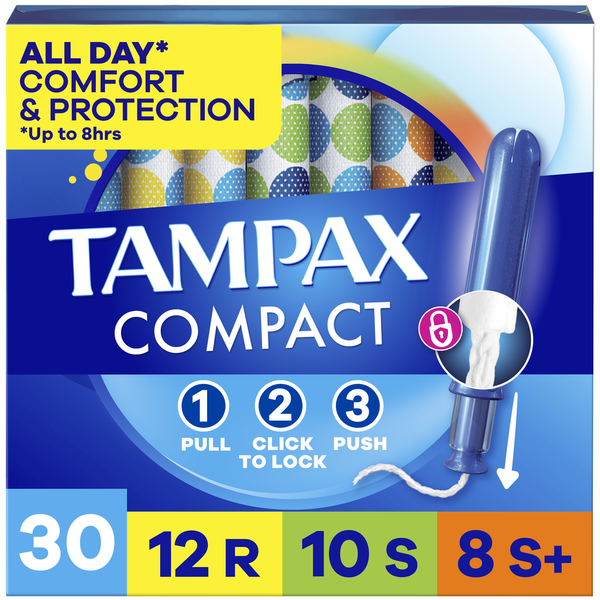 TAMPAX Compact Pearl Tampons Multipack, with LeakGuard Braid & Extendable Applicator
