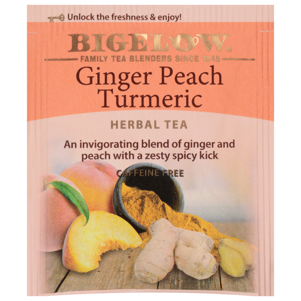 Bigelow Ginger Peach Turmeric Herbal Tea,Tea Bags