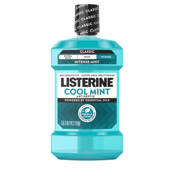 Listerine Cool Mint Intense Antiseptic Mouthwash for Bad Breath, 1.5 L