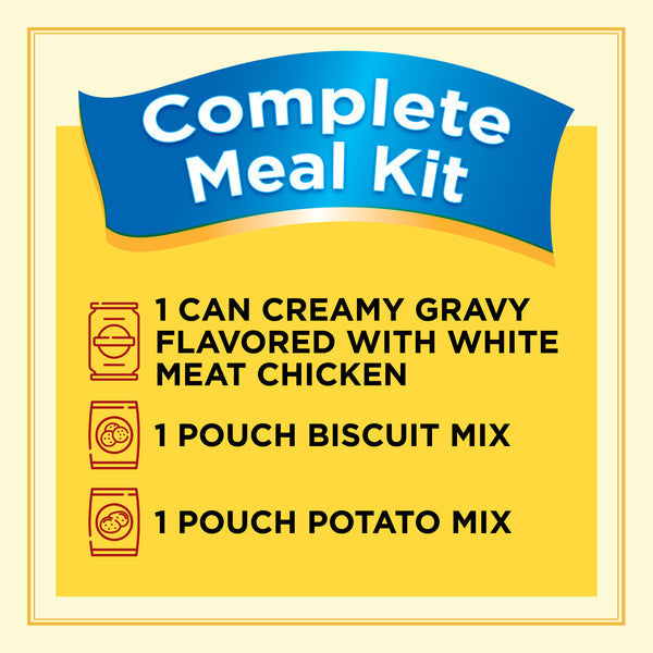 Banquet Homestyle Bakes Country Chicken, Mashed Potatoes and Biscuits, Meal Kit