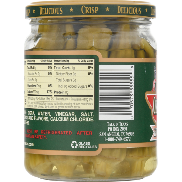 Talk O' Texas Pickles, Okra, Crisp, Hot