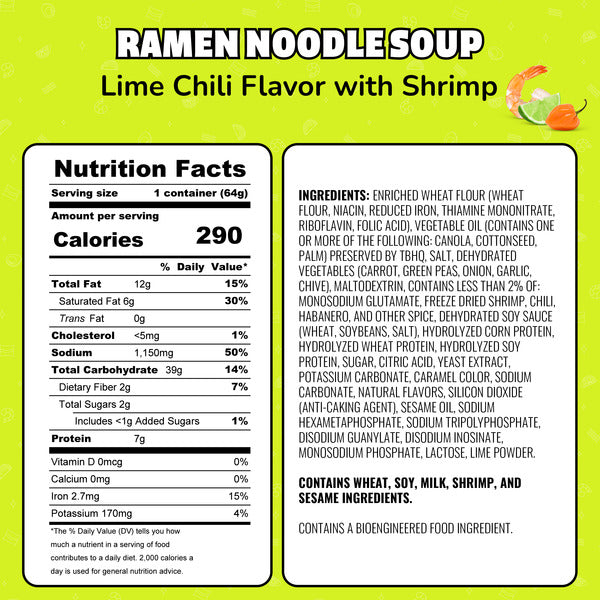 Maruchan Instant Lunch Ramen Noodles, Lime Chili Shrimp