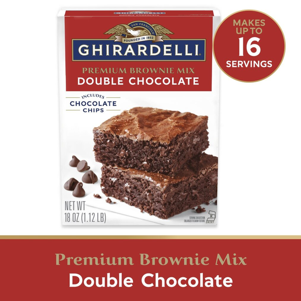 GHIRARDELLI Double Chocolate Premium Brownie Mix, Includes Chocolate Chips