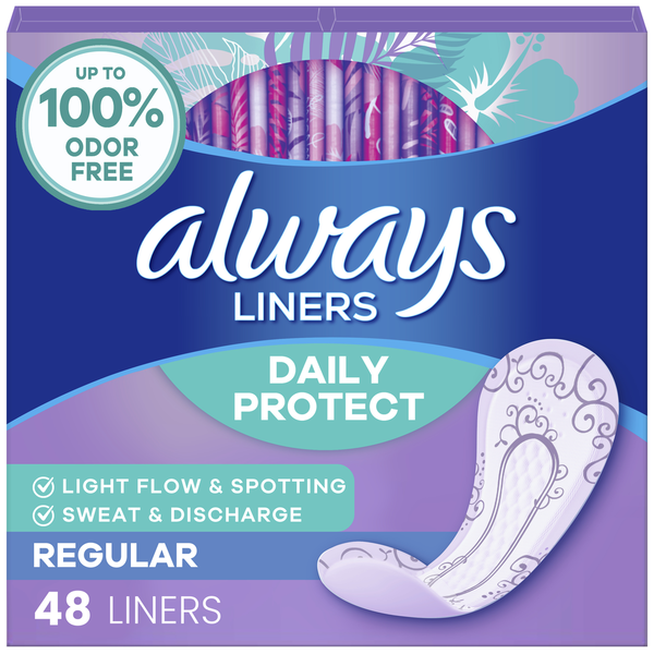 Always Daily Protect Liners, Regular Length, Unscented